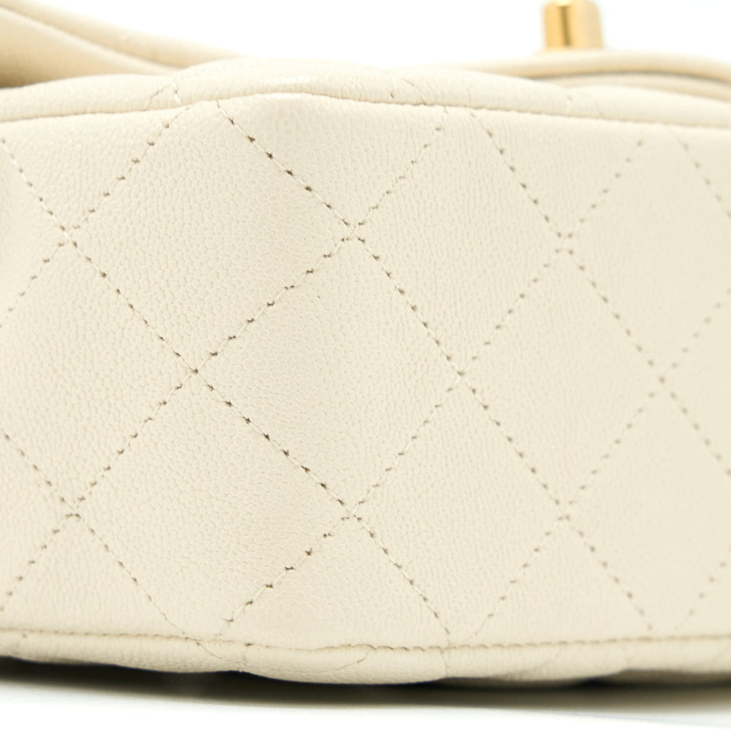 Chanel Top Handle Mini Rectangular Grained Calfskin Light Beige Brushed