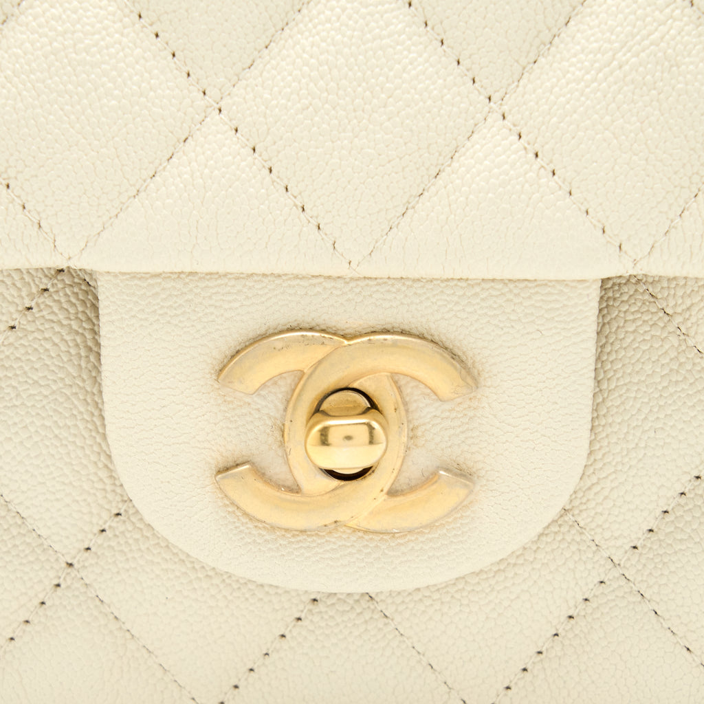 Chanel Top Handle Mini Rectangular Grained Calfskin Light Beige Brushed