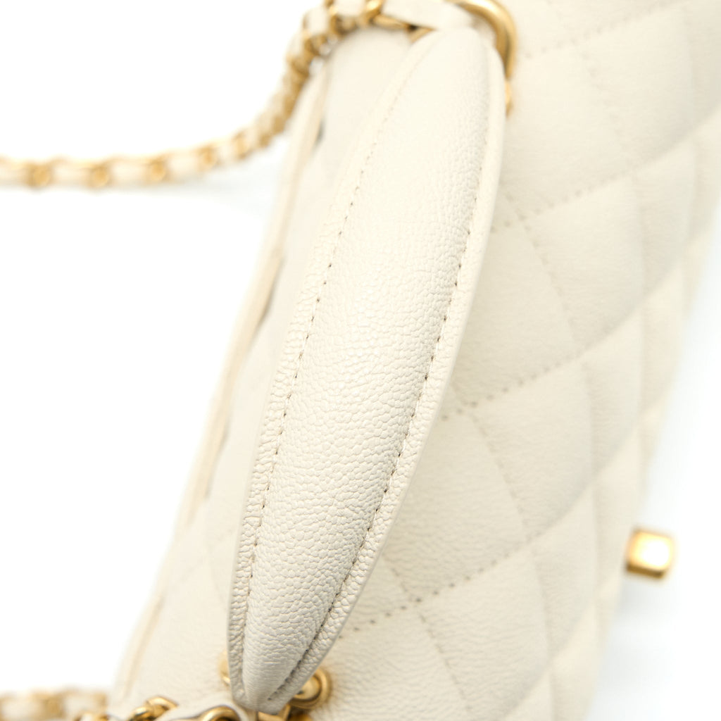 Chanel Top Handle Mini Rectangular Grained Calfskin Light Beige Brushed