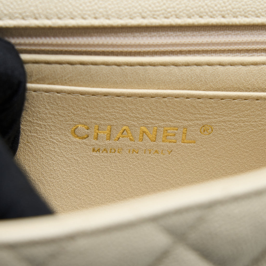 Chanel Top Handle Mini Rectangular Grained Calfskin Light Beige Brushed