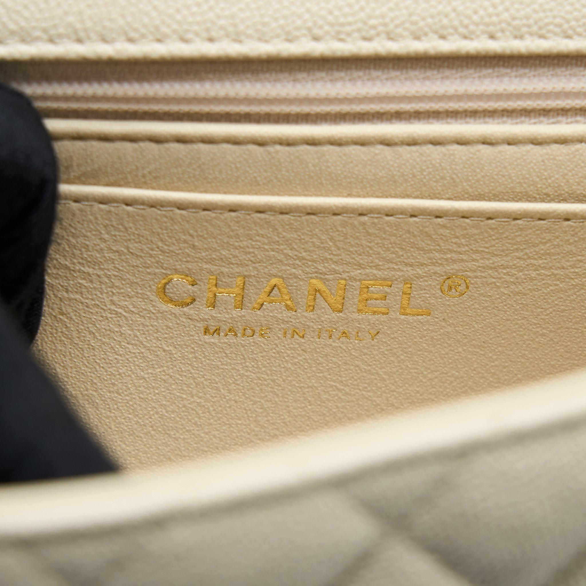 Chanel Top Handle Mini Rectangular Grained Calfskin Light Beige Brushed