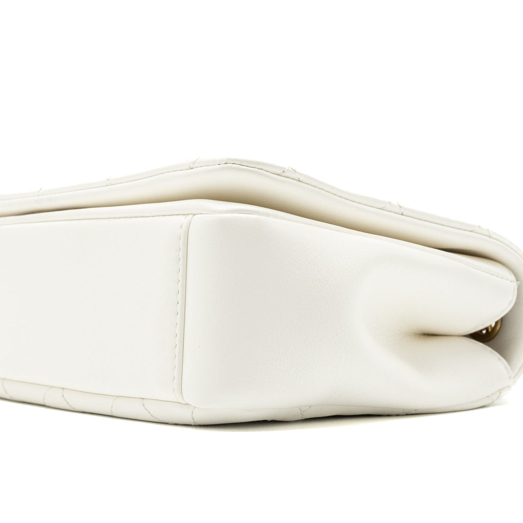 Chanel Flap Bag with Detailed CC Logo Calfskin White Brushed