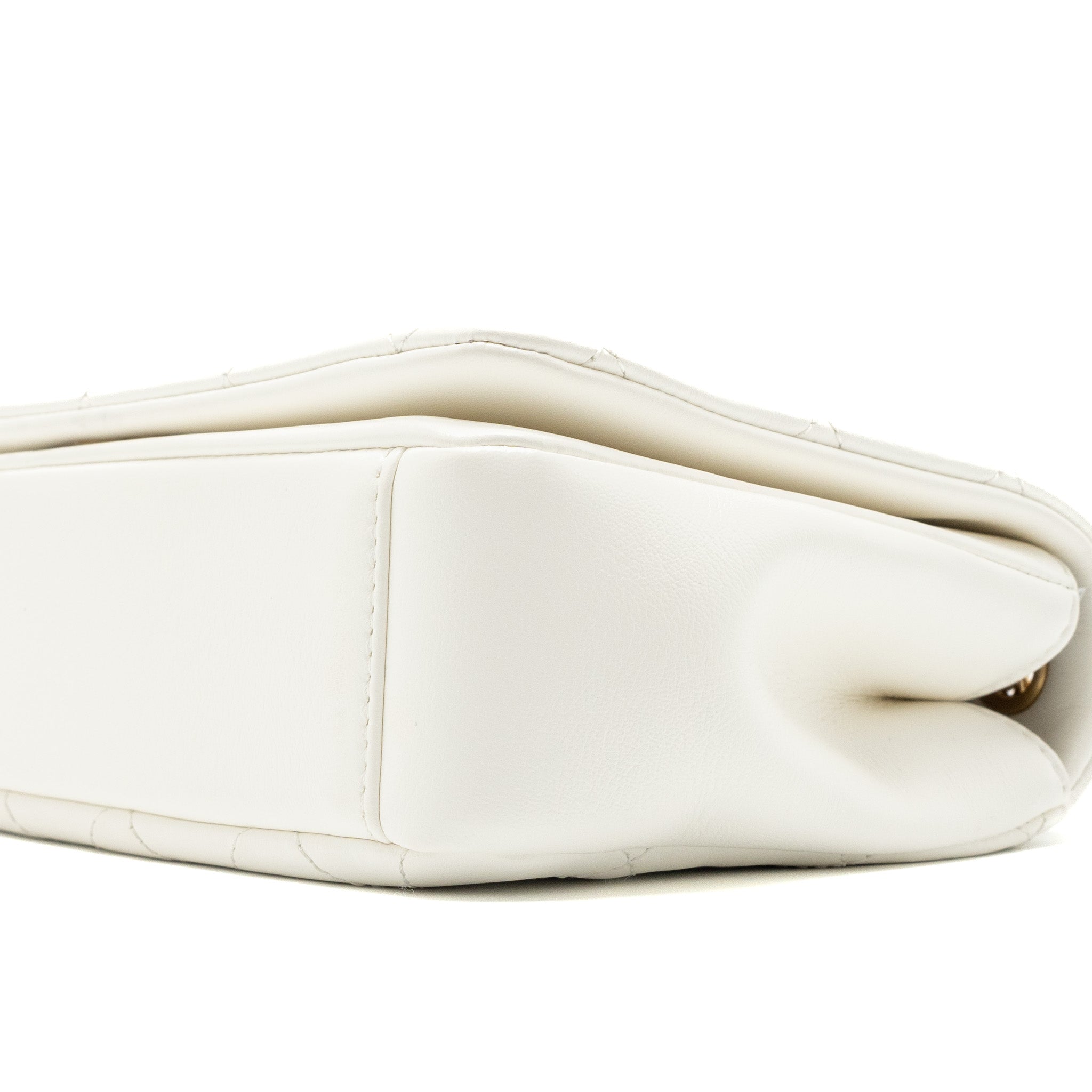 Chanel Flap Bag with Detailed CC Logo Calfskin White Brushed