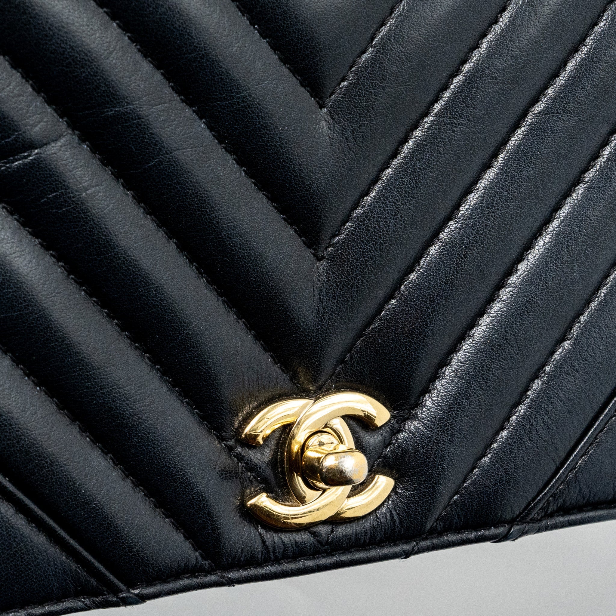 Chanel Chevron Flap Bag Calfskin Black