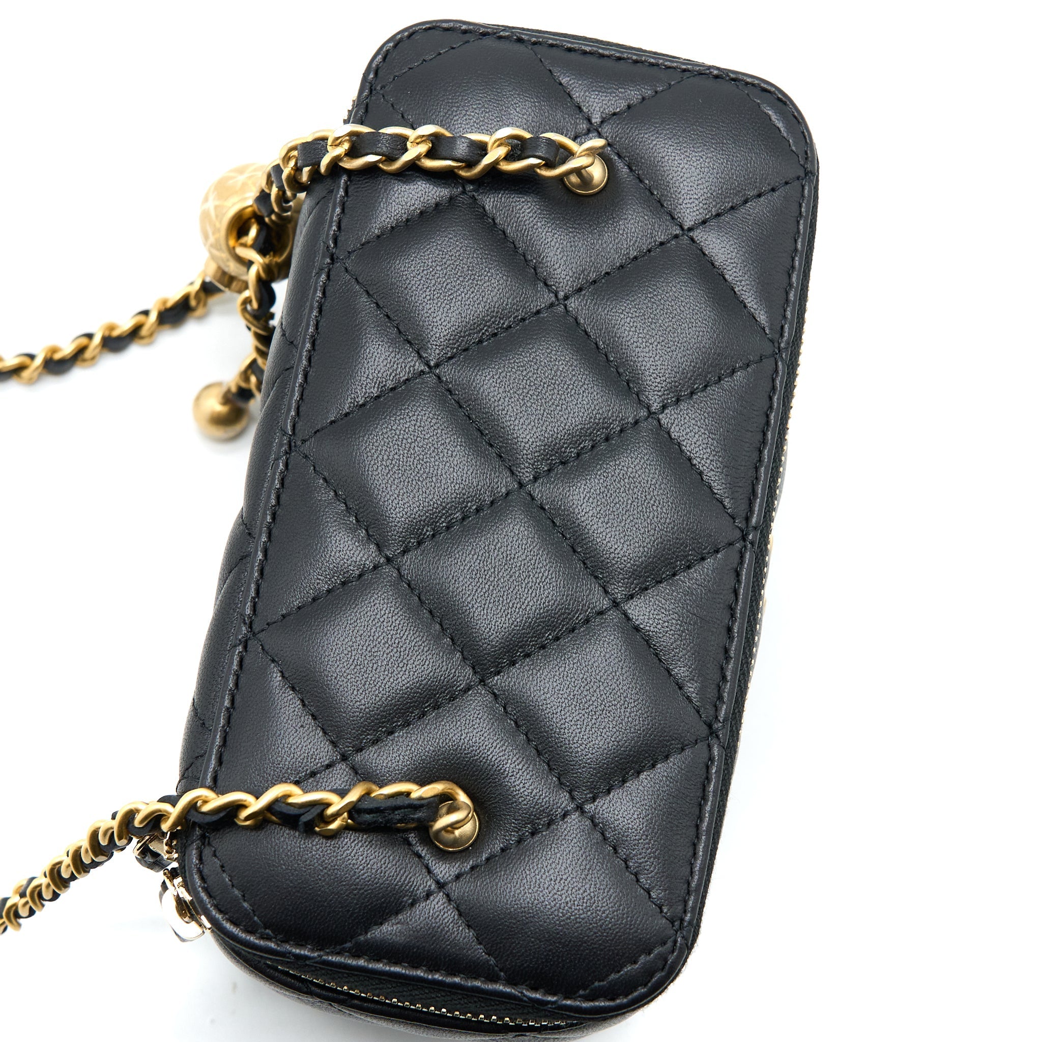 Chanel Pearl Crush Long Vanity Case Lambskin Black  (Microchip)
