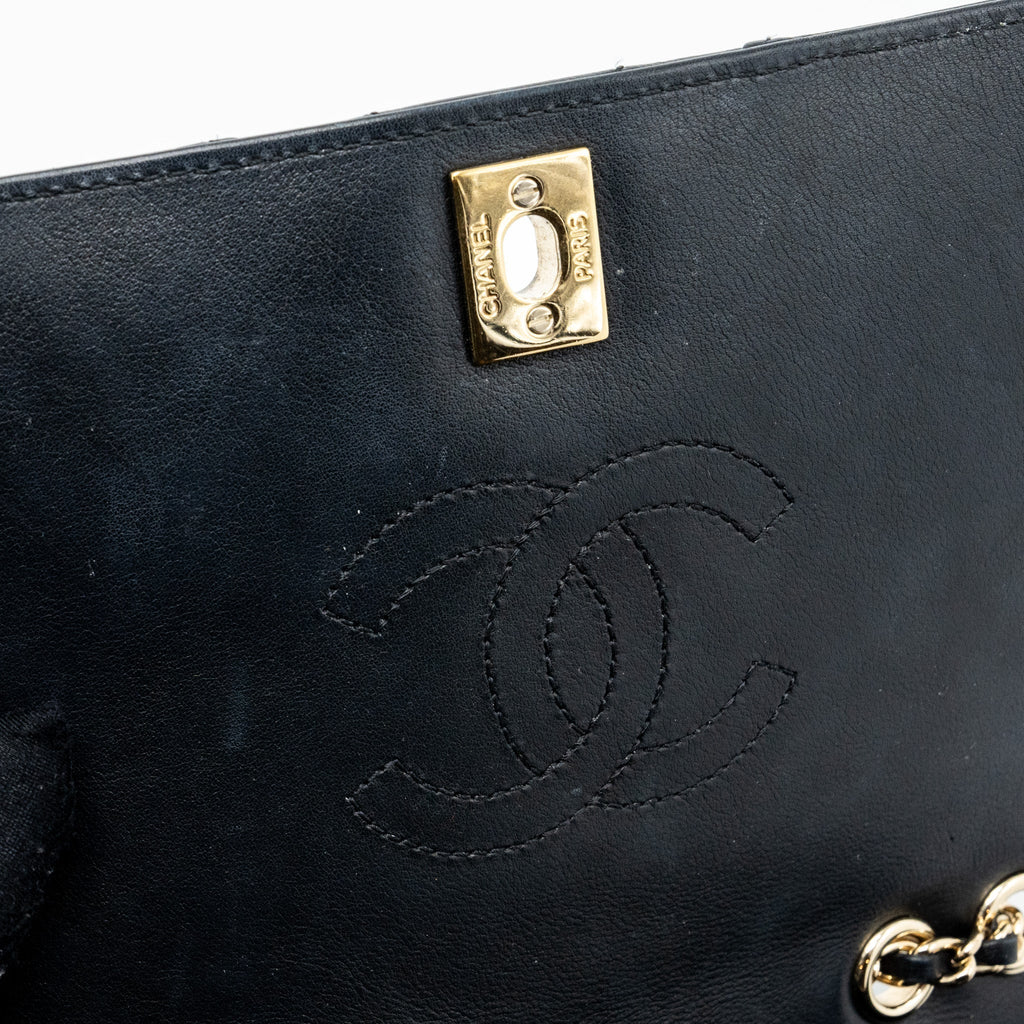 Chanel Chevron Flap Bag Calfskin Black