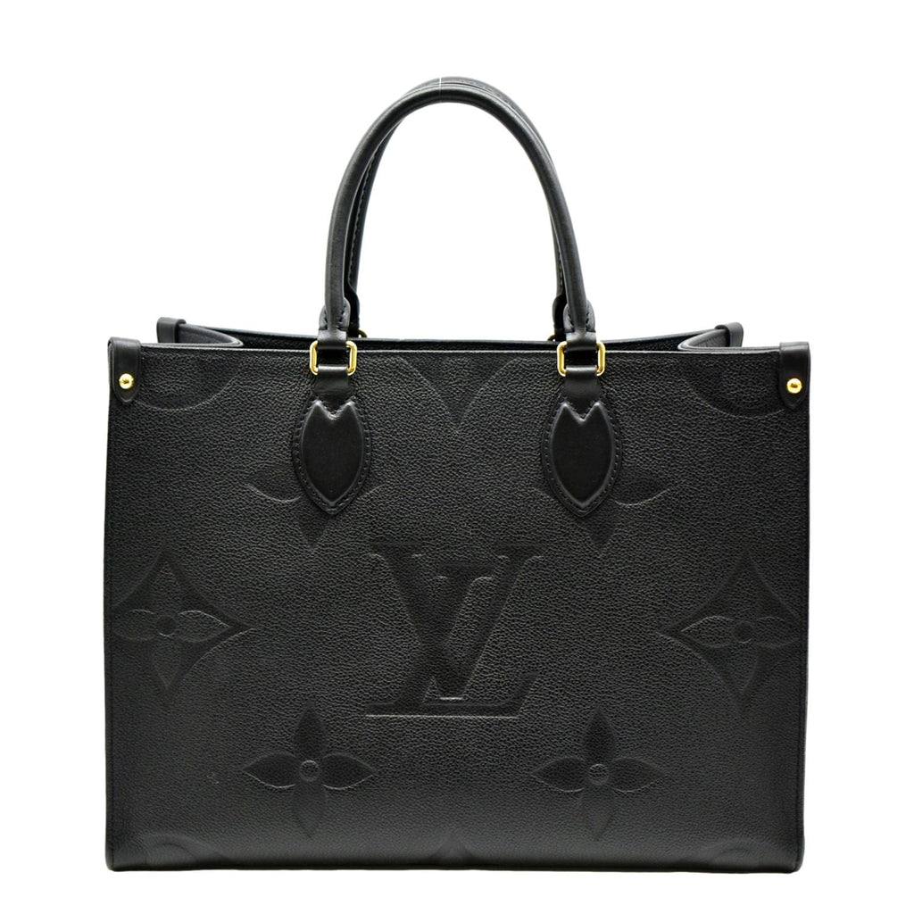 LOUIS VUITTON Onthego MM Giant Monogram Empreinte Leather Tote Bag Black