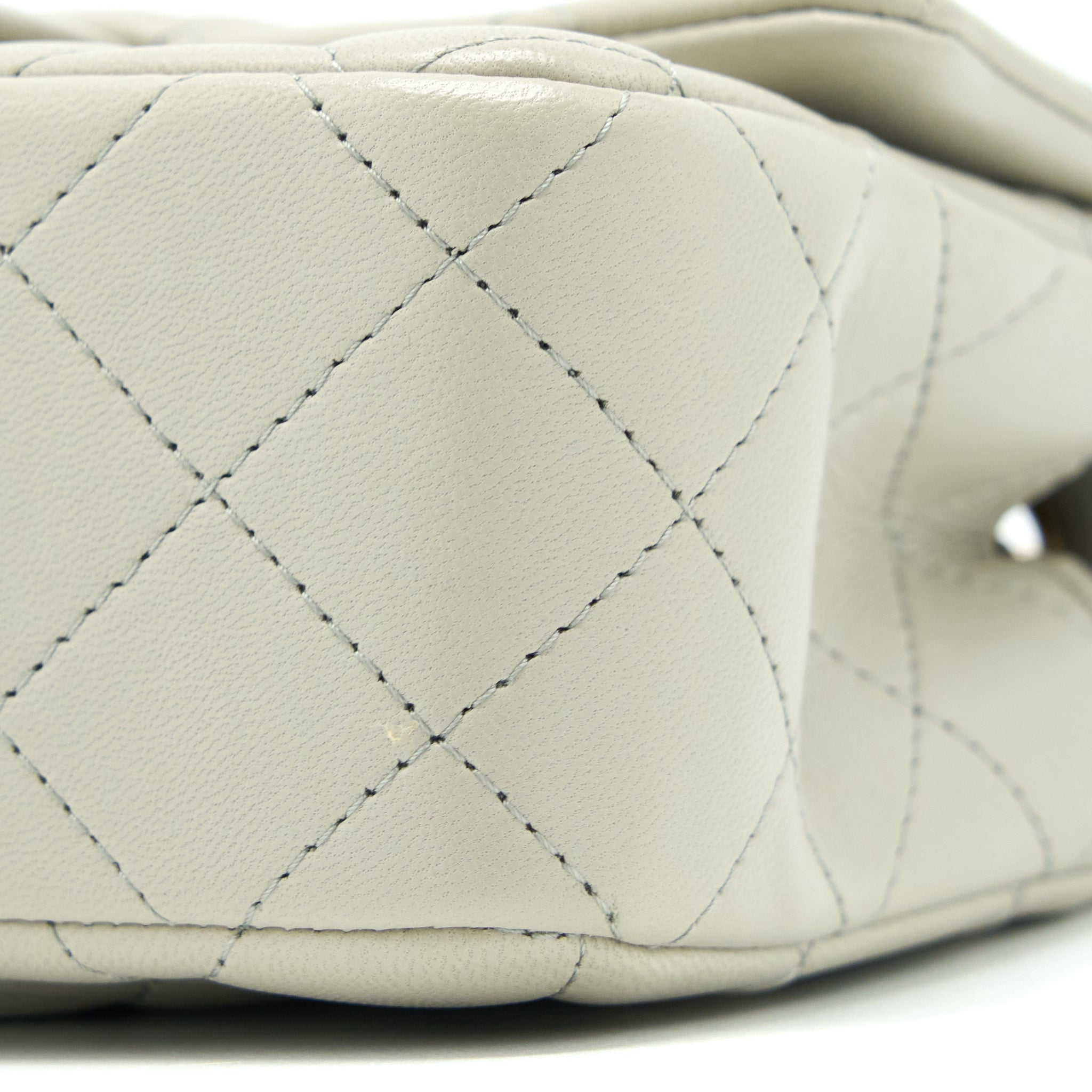 Chanel Mini Rectangular Flap Bag Lambskin Light Grey L (Microchip)