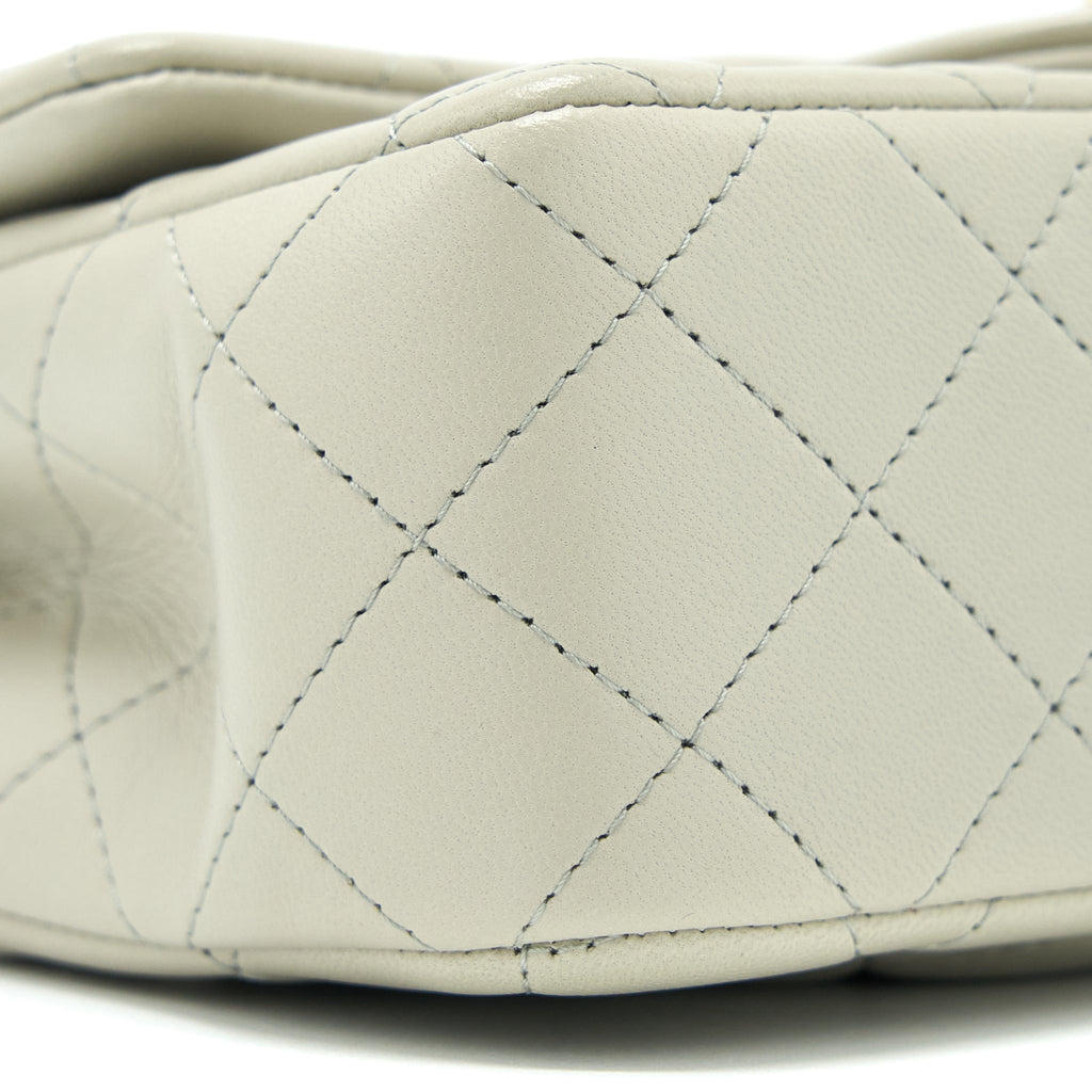 Chanel Mini Rectangular Flap Bag Lambskin Light Grey L (Microchip)