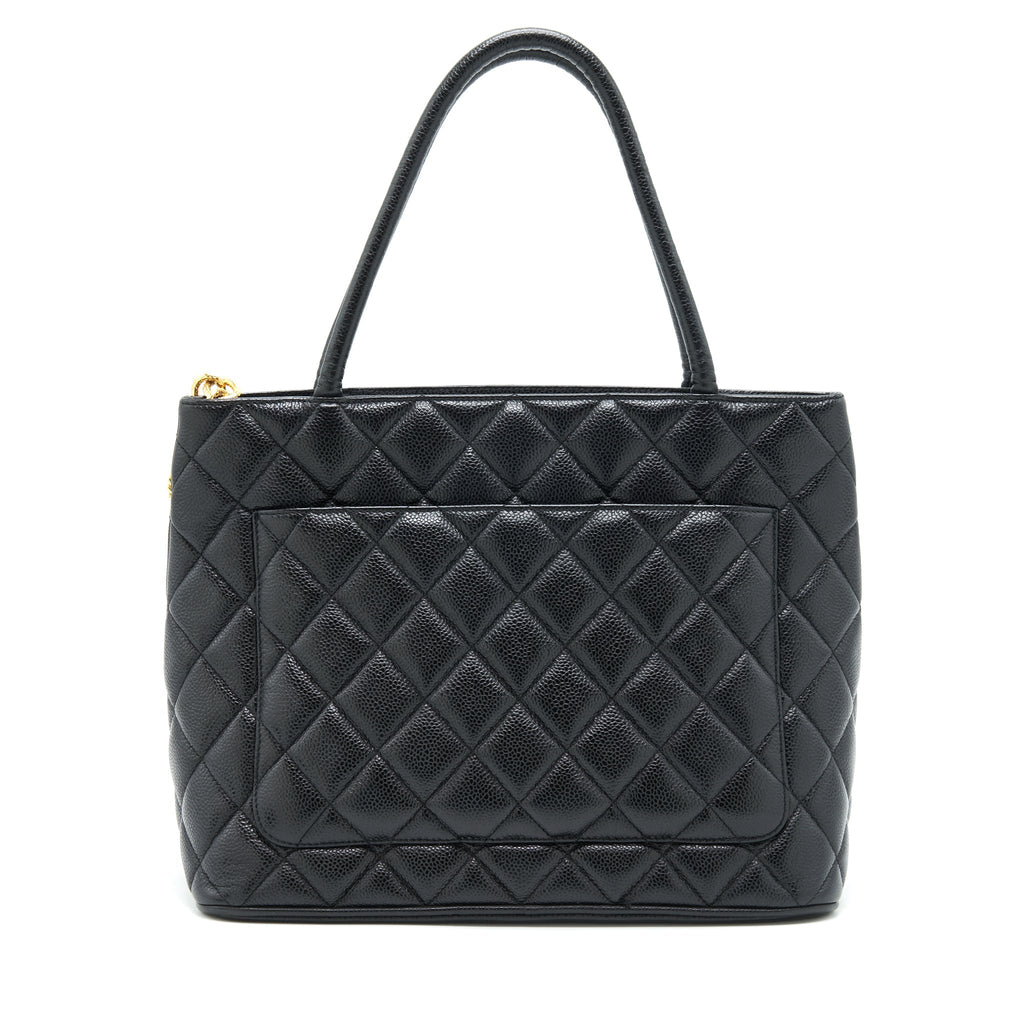 Chanel Vintage Medallion Tote Bag Caviar Black