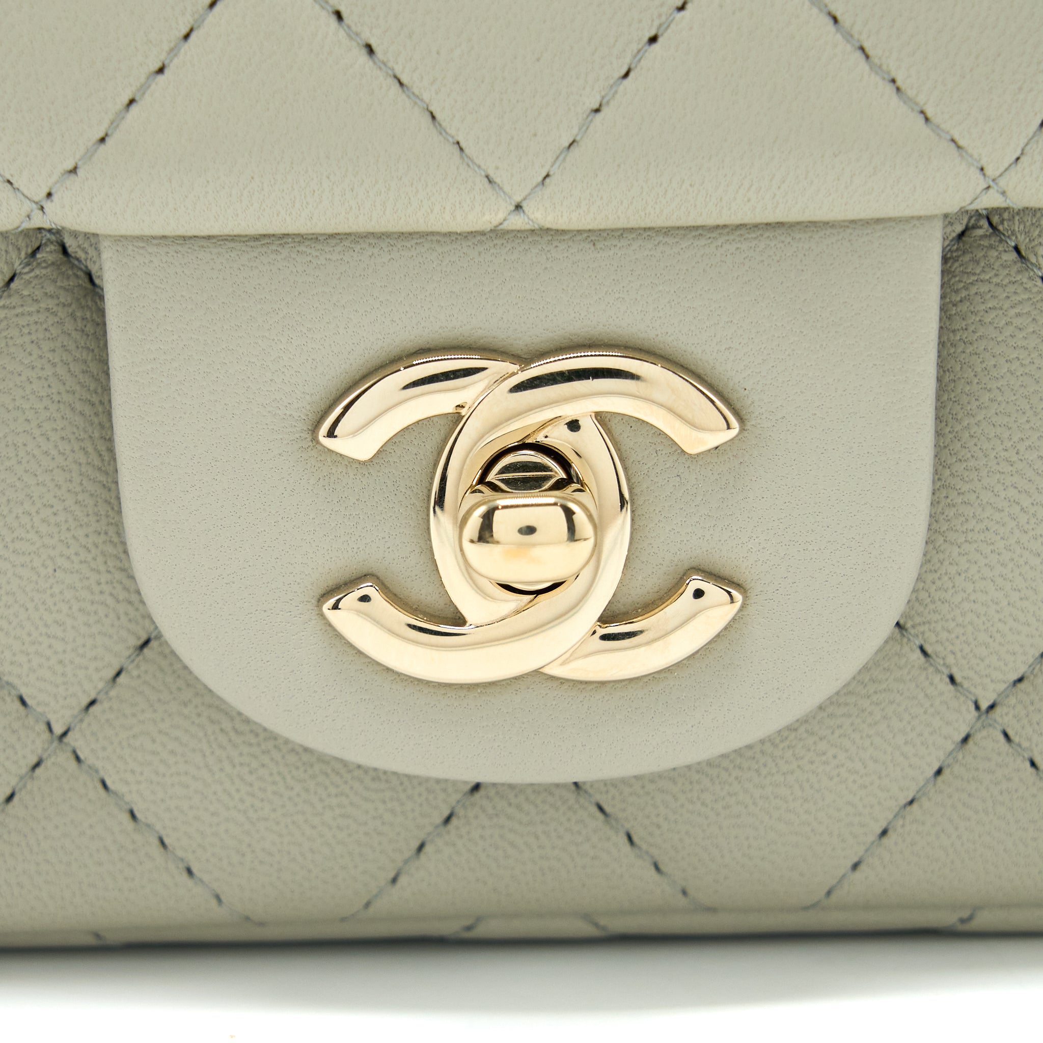 Chanel Mini Rectangular Flap Bag Lambskin Light Grey L (Microchip)
