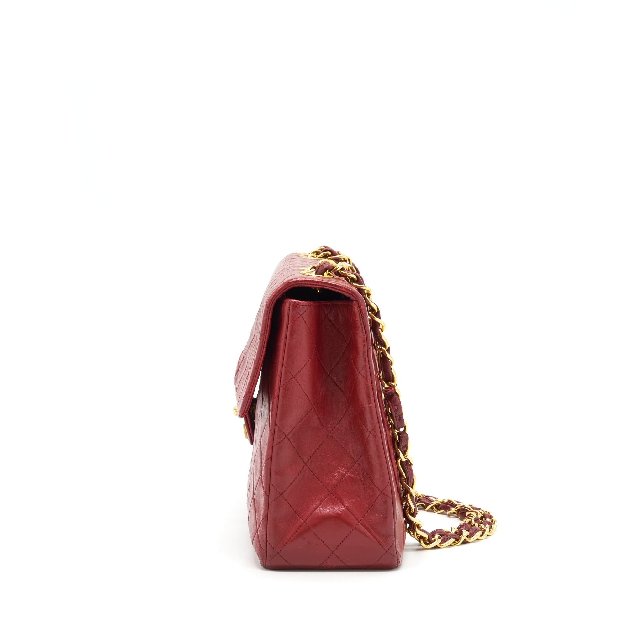 Chanel Vintage Maxi Flap Bag Lambskin Red