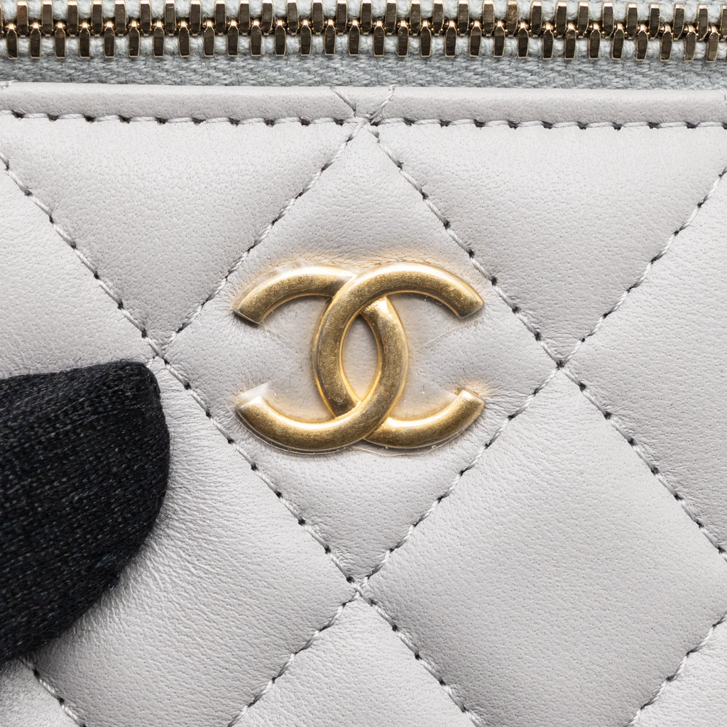 Chanel Top Handle Mini Vanity With Chain Light Grey