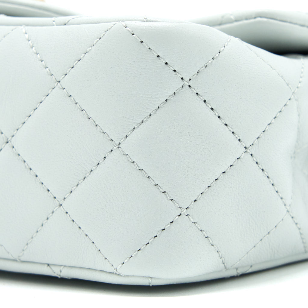 Chanel 23C Pearl Crush Mini Square Lambskin Light Grey  (Microchip)