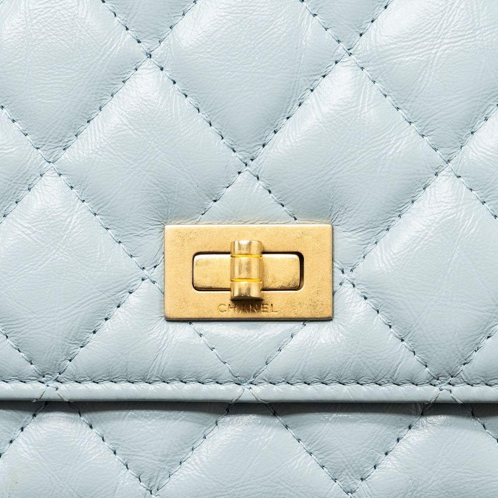 Chanel 2.55 Reissue Wallet on Chain Aged Calfskin Light Blue Brushed  (Microchip)