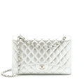Chanel Maxi Classic Double Flap Bag Lambskin Sliver