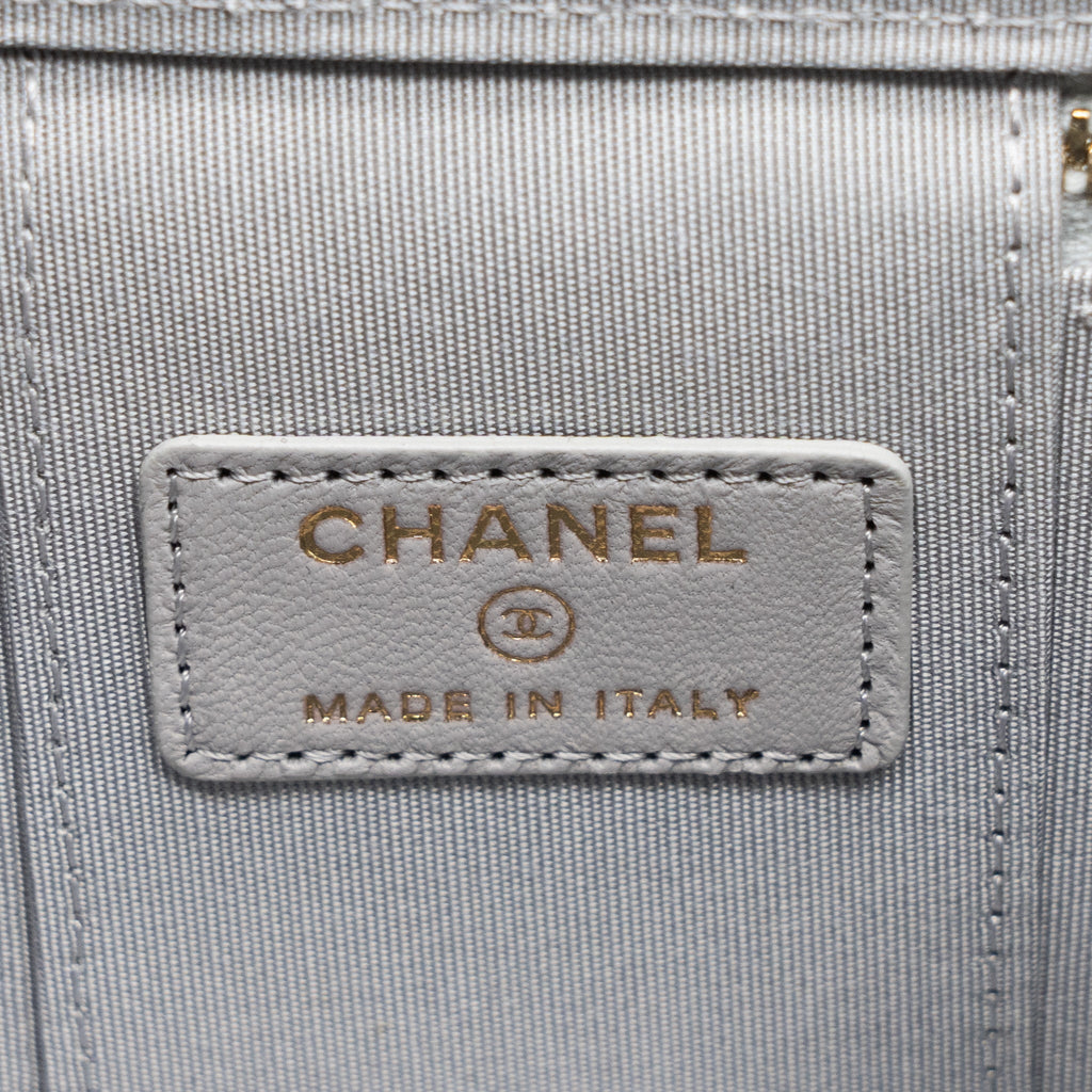 Chanel Top Handle Mini Vanity With Chain Light Grey