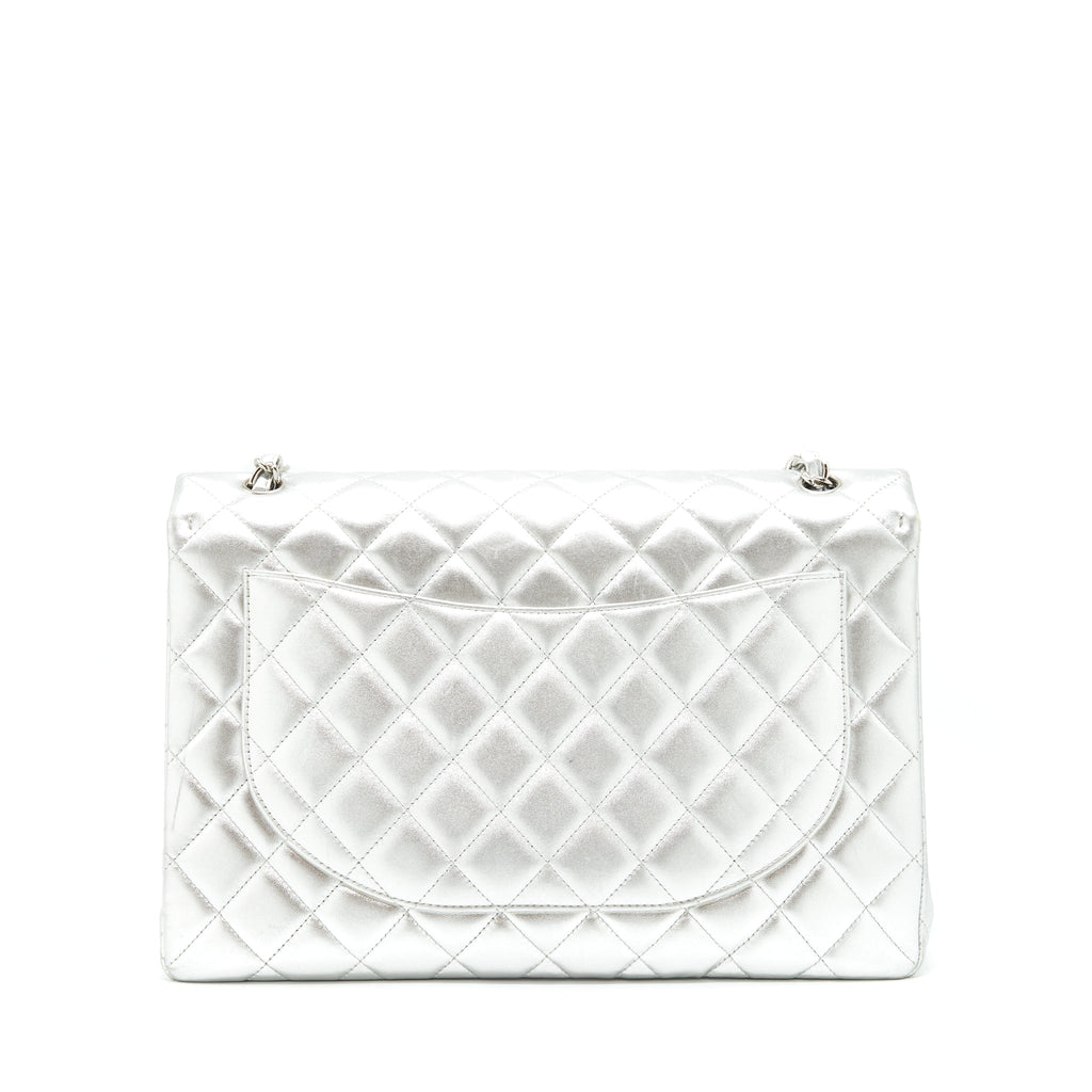 Chanel Maxi Classic Double Flap Bag Lambskin Sliver