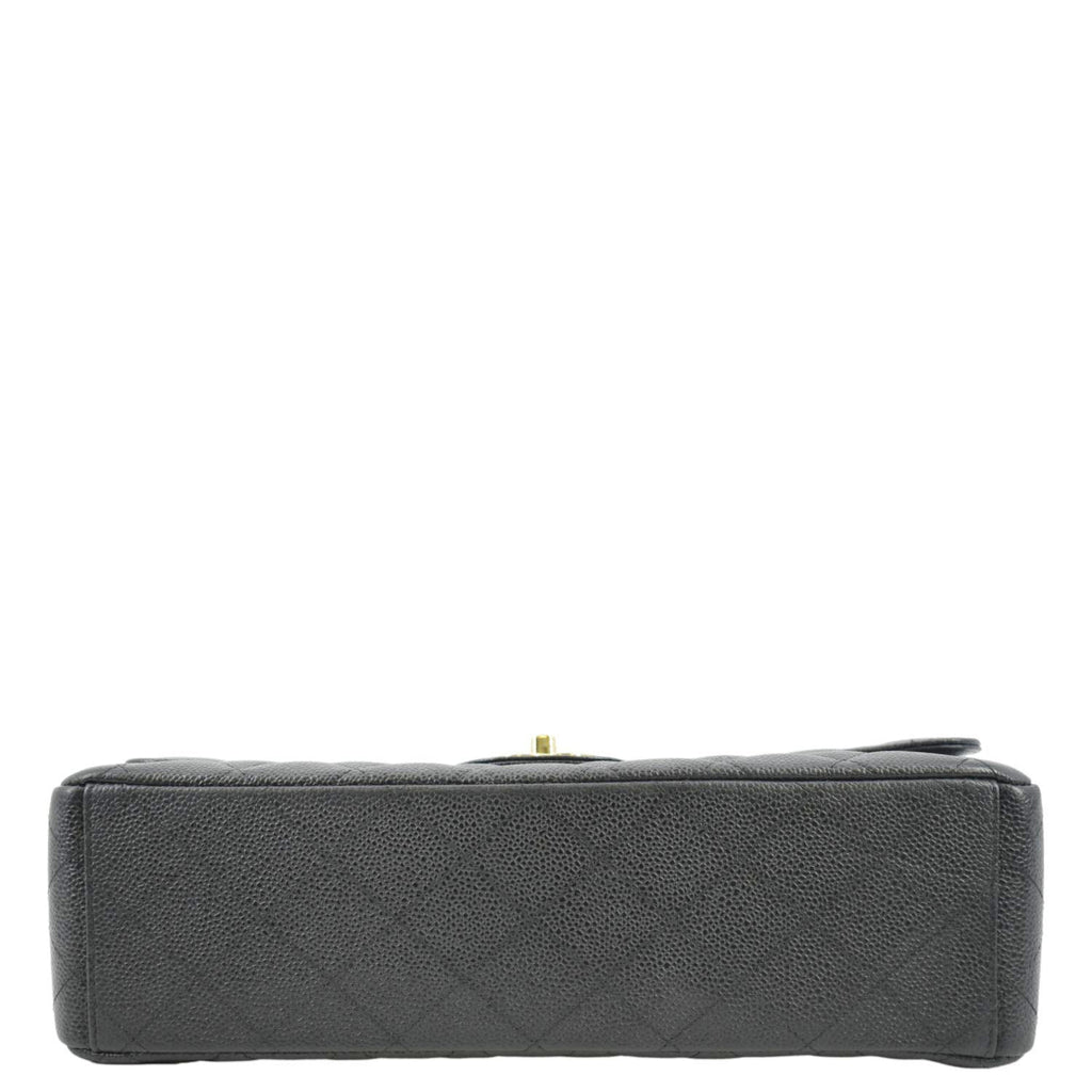 CHANEL Classic Maxi Flap Quilted Caviar Leather Shoulder Bag Black
