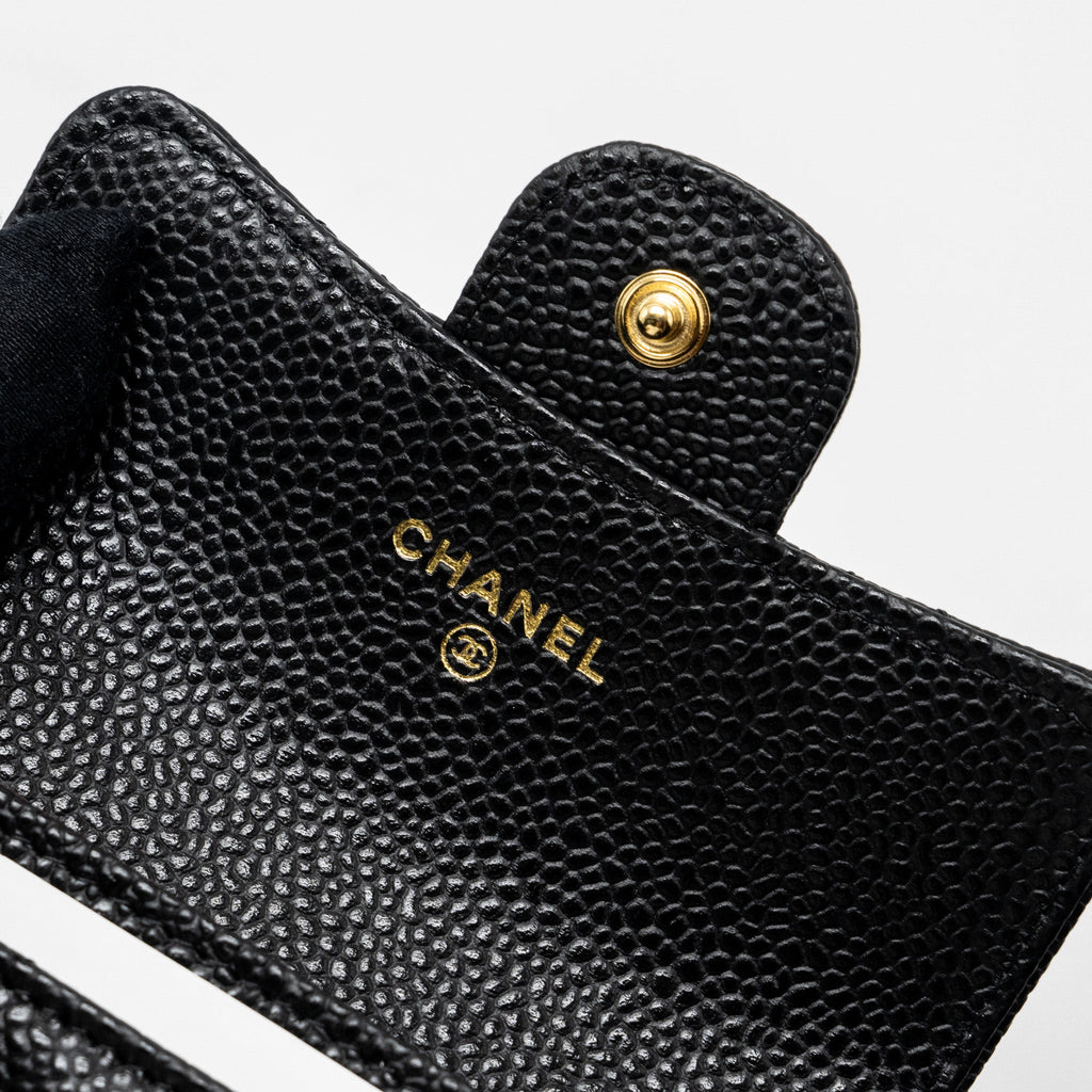 Chanel Classic Flap Card Holder Caviar Black  (Microchip)