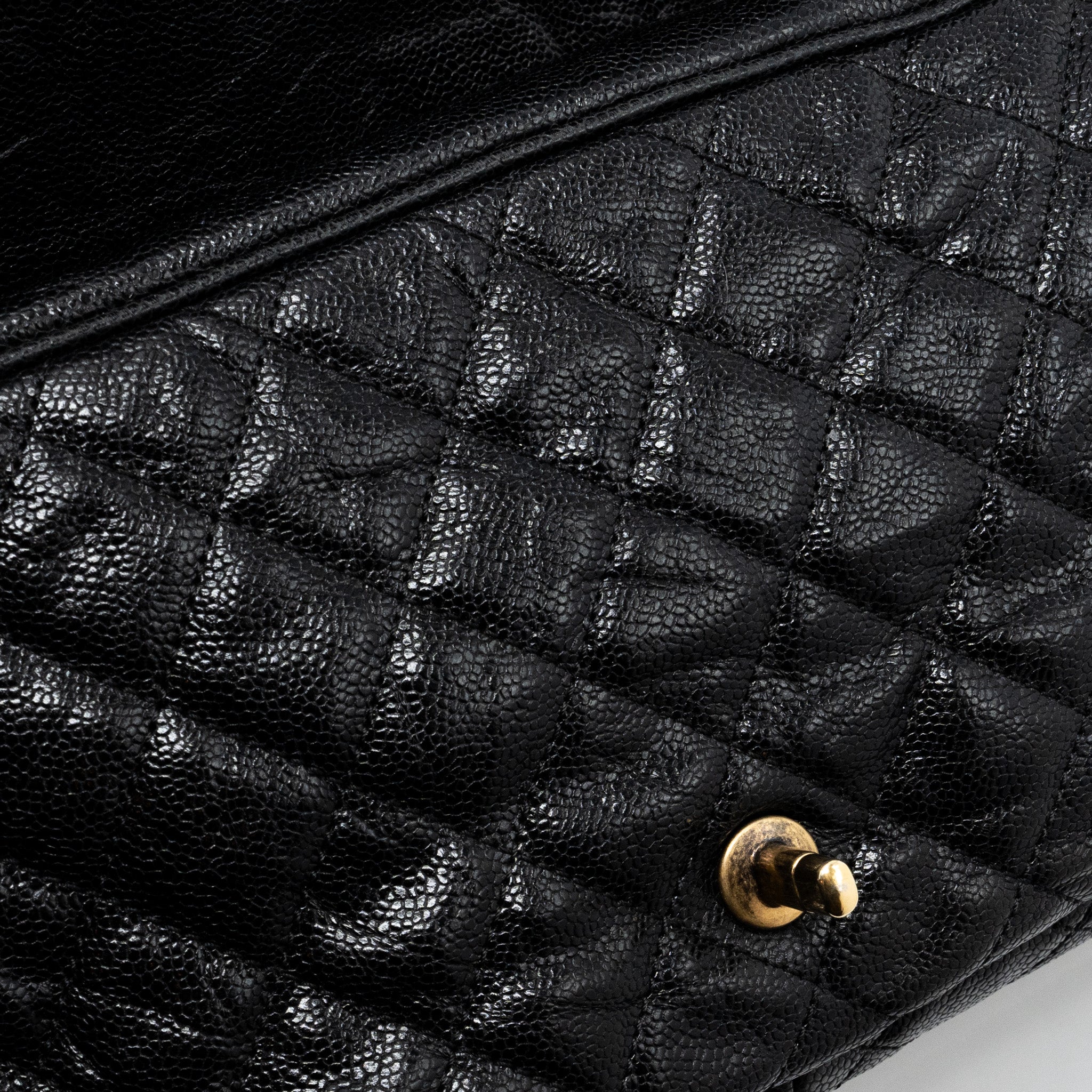 Chanel Large Flap Bag Grained Calfskin Black Brushed