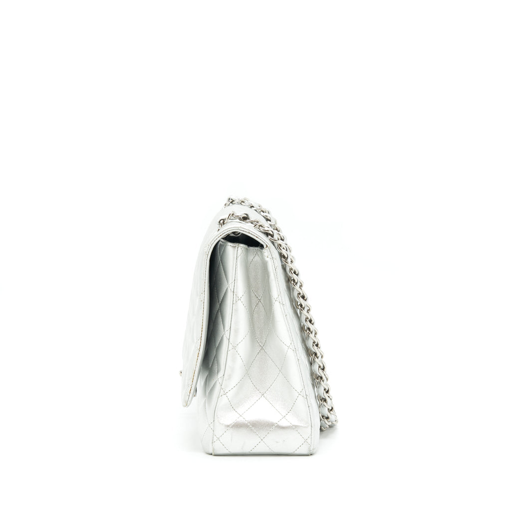 Chanel Maxi Classic Double Flap Bag Lambskin Sliver