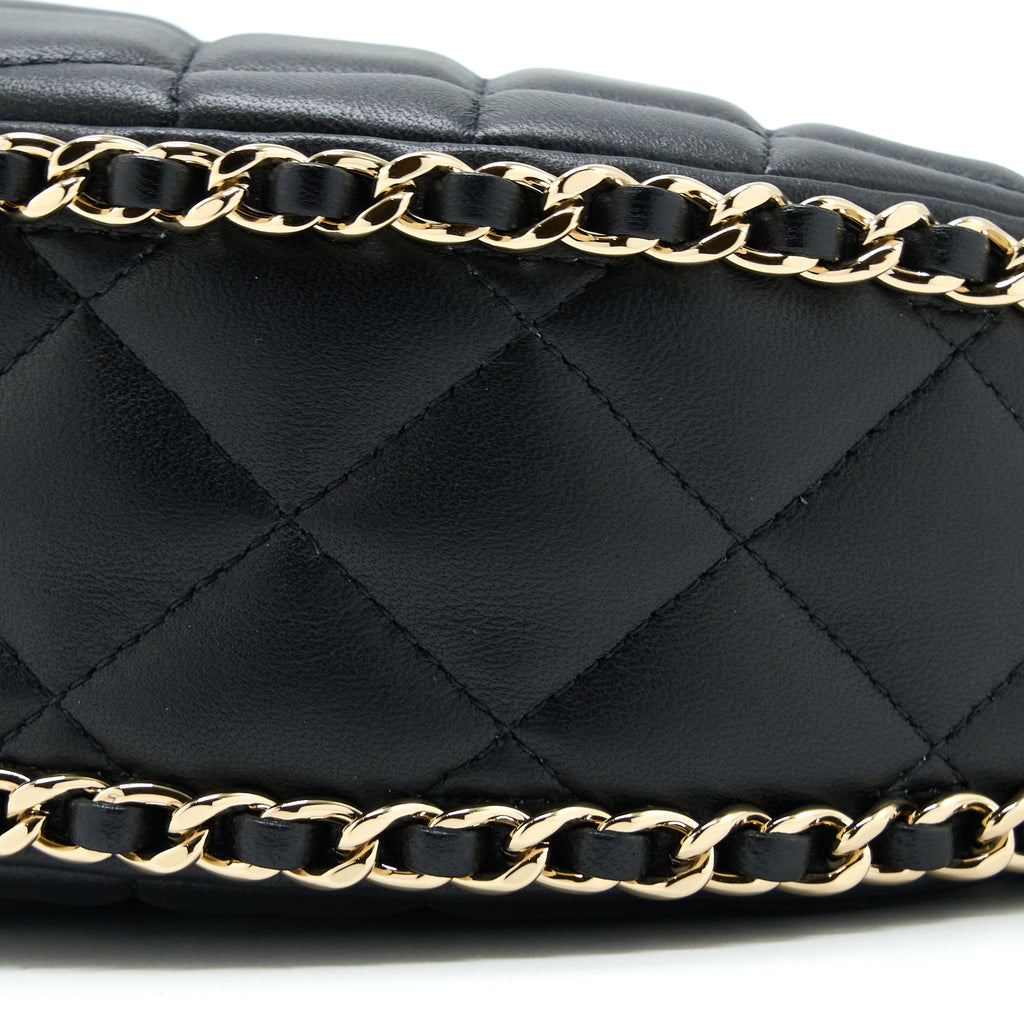 Chanel Small Moon Hobo Bag Lambskin Black L (Microchip)