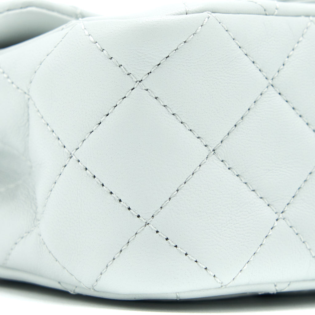 Chanel 23C Pearl Crush Mini Square Lambskin Light Grey  (Microchip)