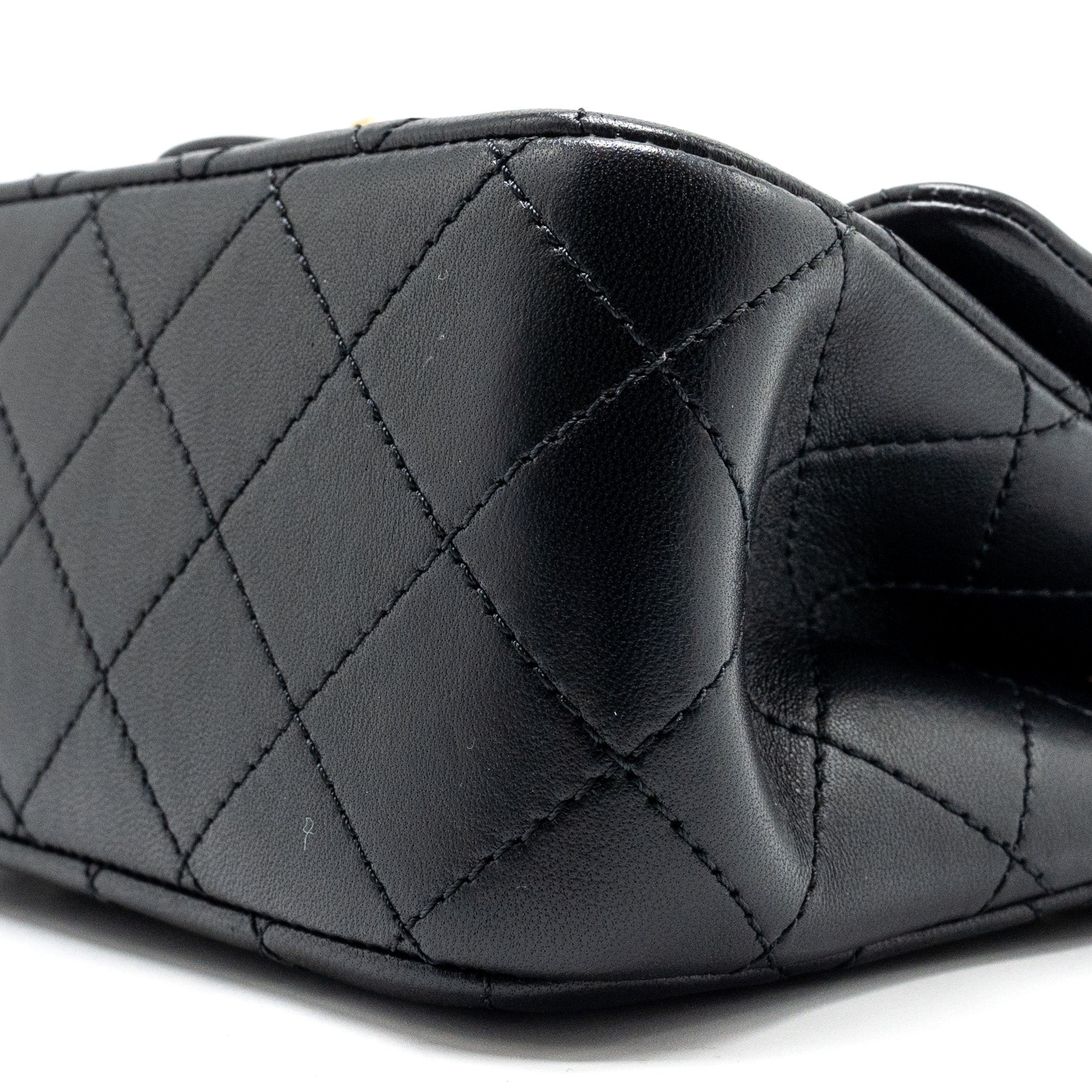 Chanel Camellia Adjustable Chain Mini Square Flap bag Lambskin black  (microchip)