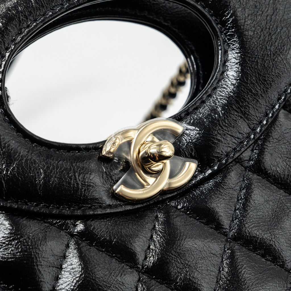 Chanel 23C mini 31 bag shiny calfskin black L (microchip)