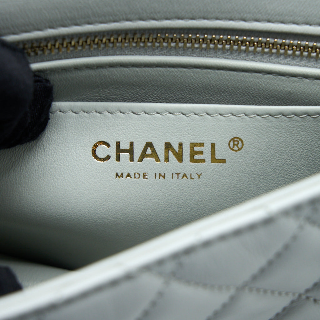 Chanel 23C Pearl Crush Mini Square Lambskin Light Grey  (Microchip)