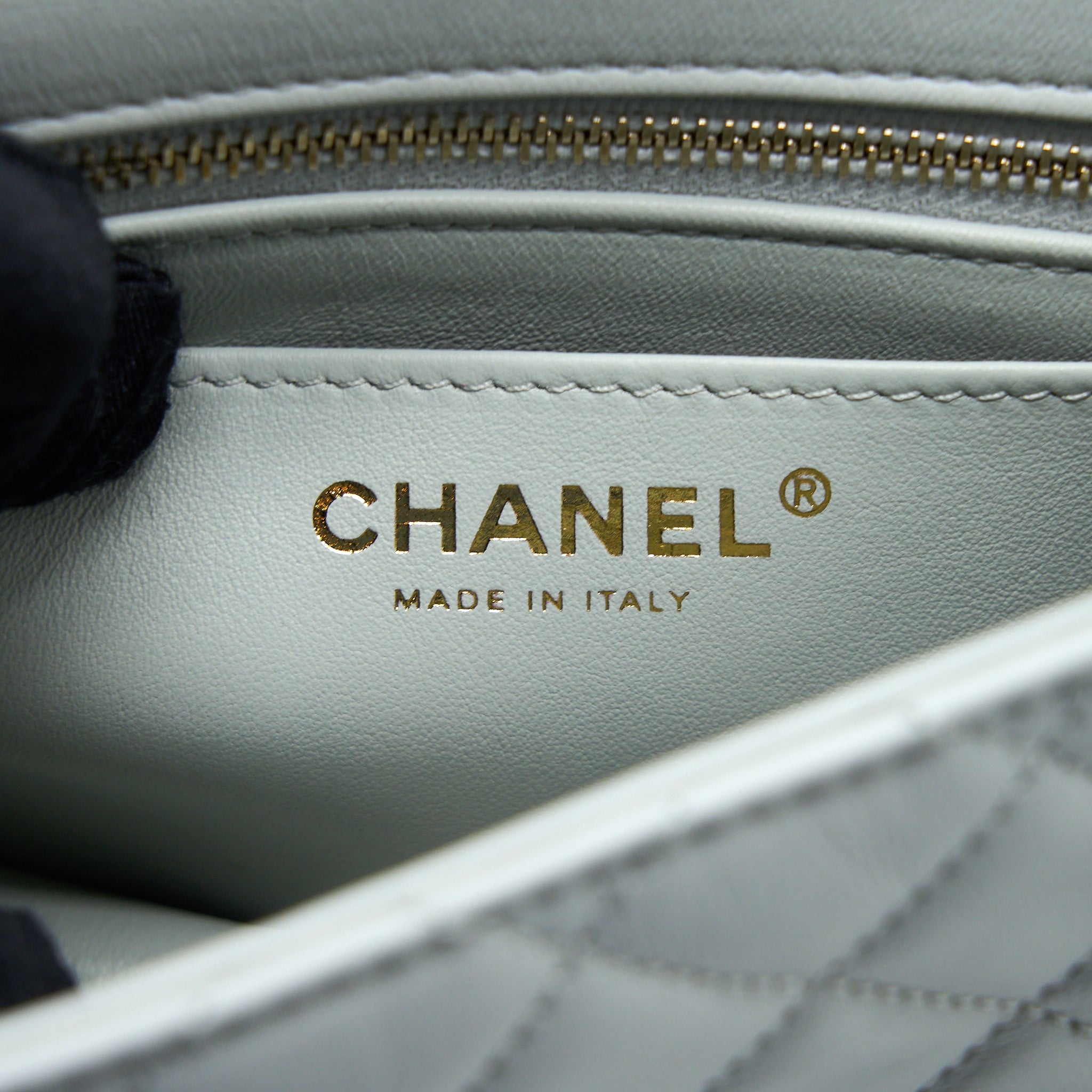 Chanel 23C Pearl Crush Mini Square Lambskin Light Grey  (Microchip)