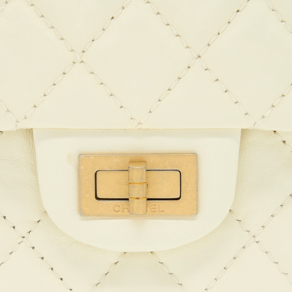 Chanel 20A Mini 2.55 Reissue Flap Bag Aged Calfskin Creamy White Brushed