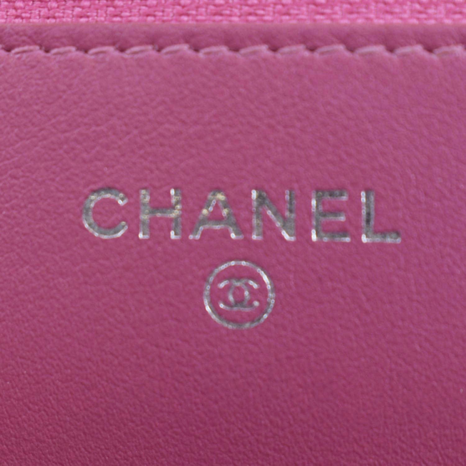 CHANEL Camellia Wallet On Chain Leather Crossbody Bag Pink