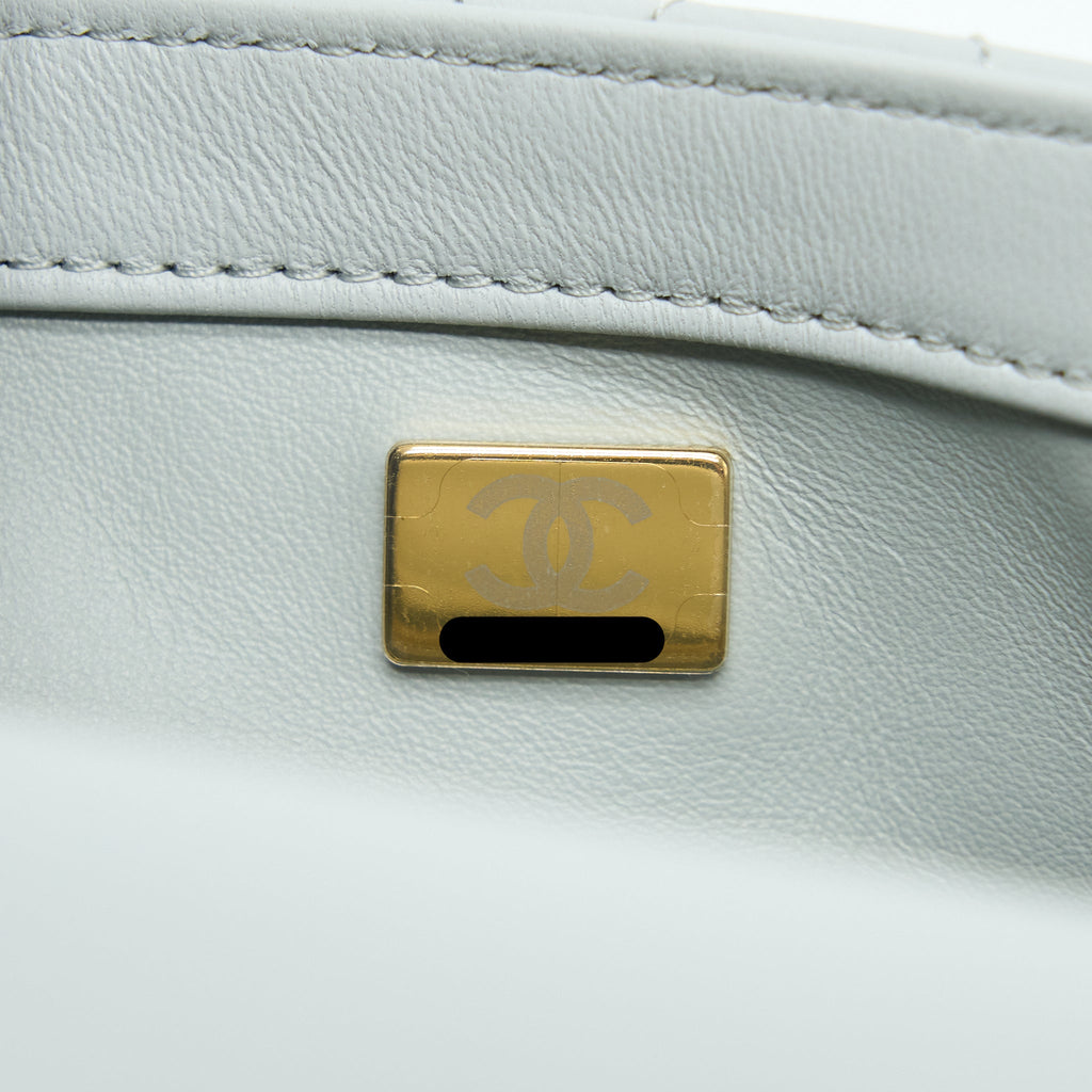 Chanel 23C Pearl Crush Mini Square Lambskin Light Grey  (Microchip)