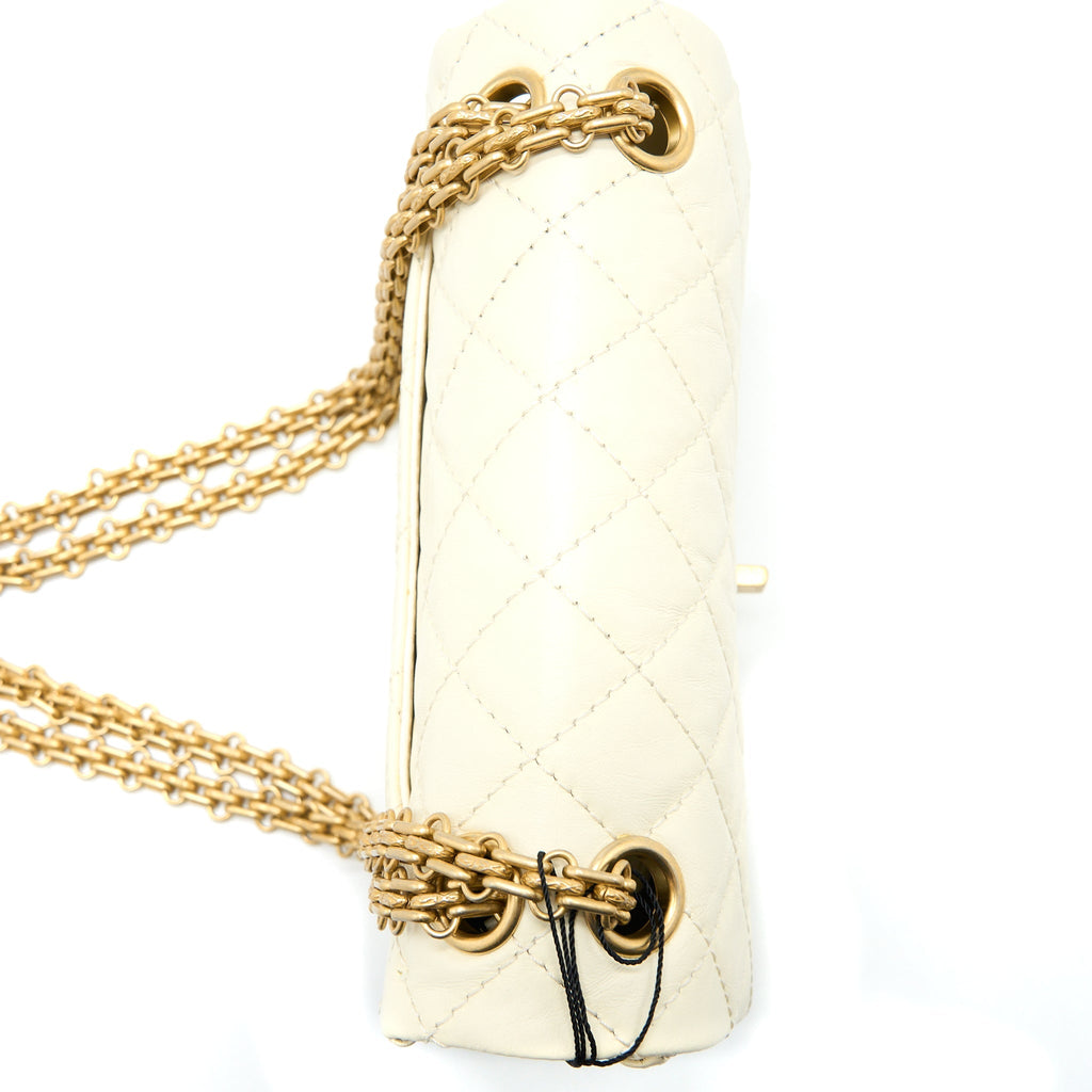 Chanel 20A Mini 2.55 Reissue Flap Bag Aged Calfskin Creamy White Brushed