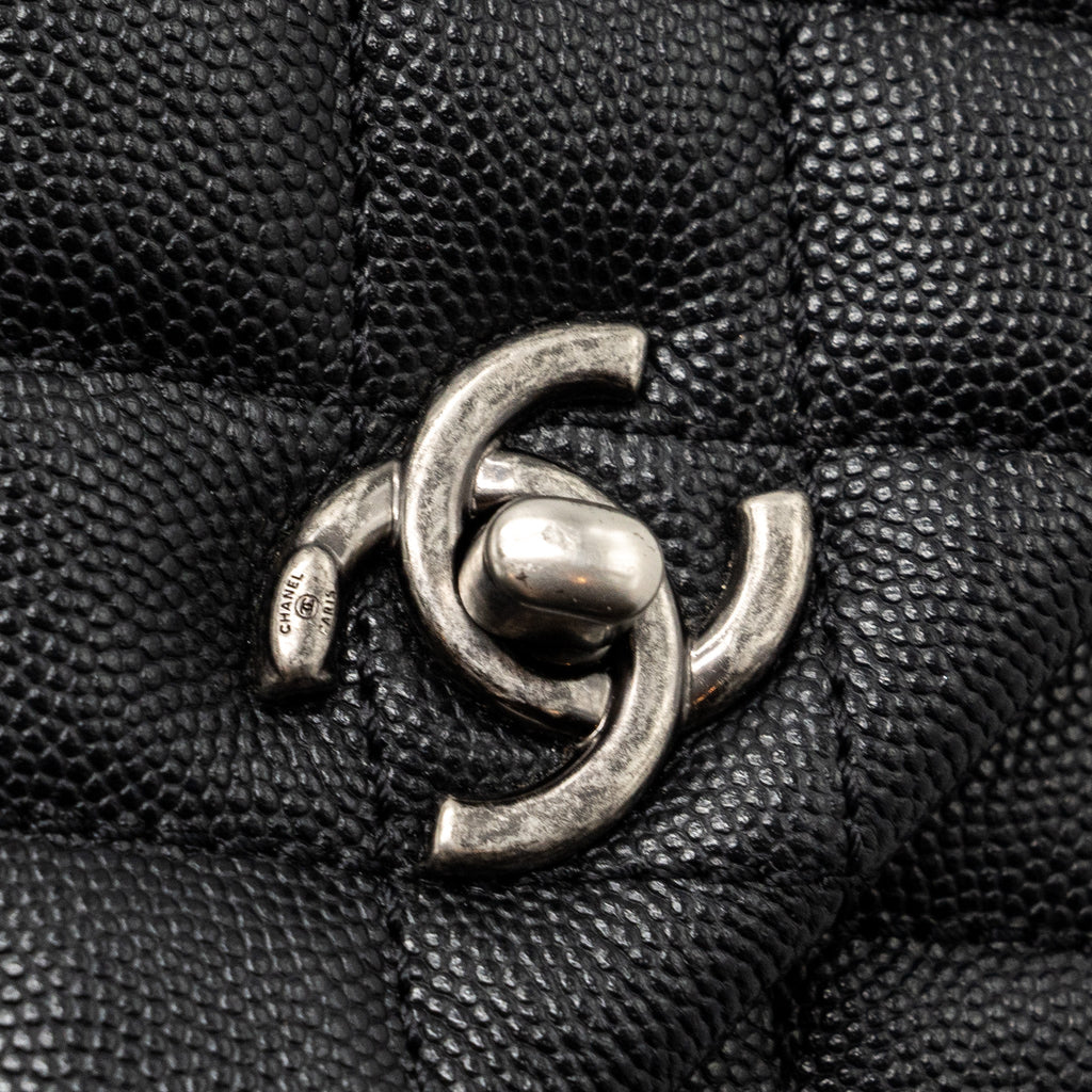 Chanel small coco handle caviar / lizard handle black ruthenium hardware