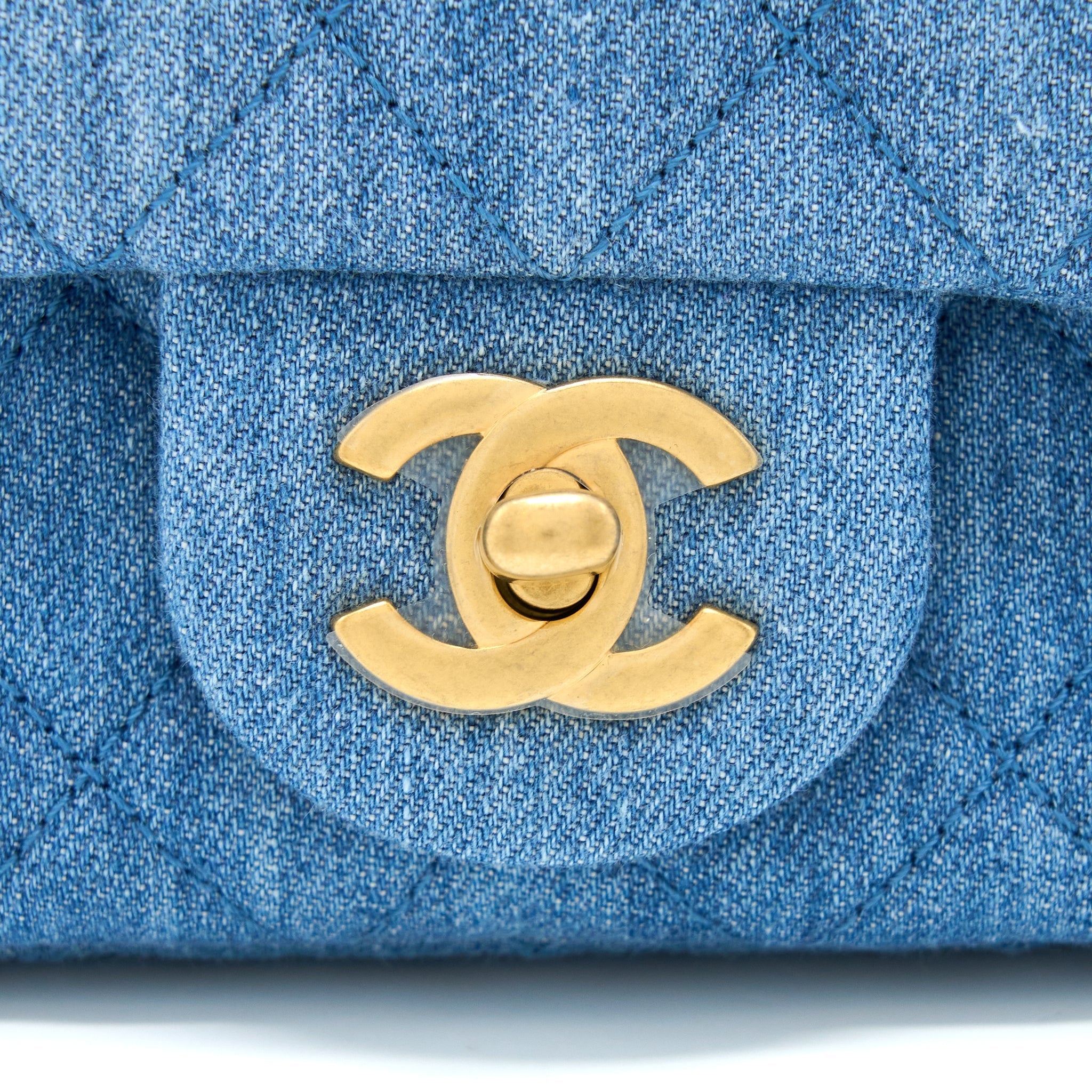 Chanel Pearl Crush Mini Square Flap Bag Denim  (Microchip)