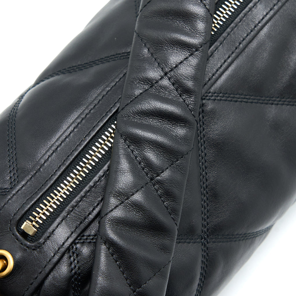 Chanel Mini Bowling Bag with Chain Lambskin Black Brushed  (Microchip)