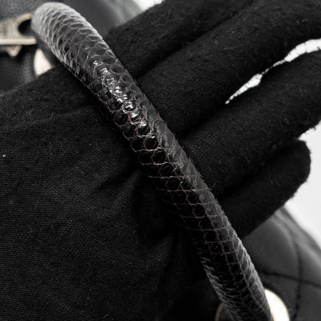 Chanel small coco handle caviar / lizard handle black ruthenium hardware