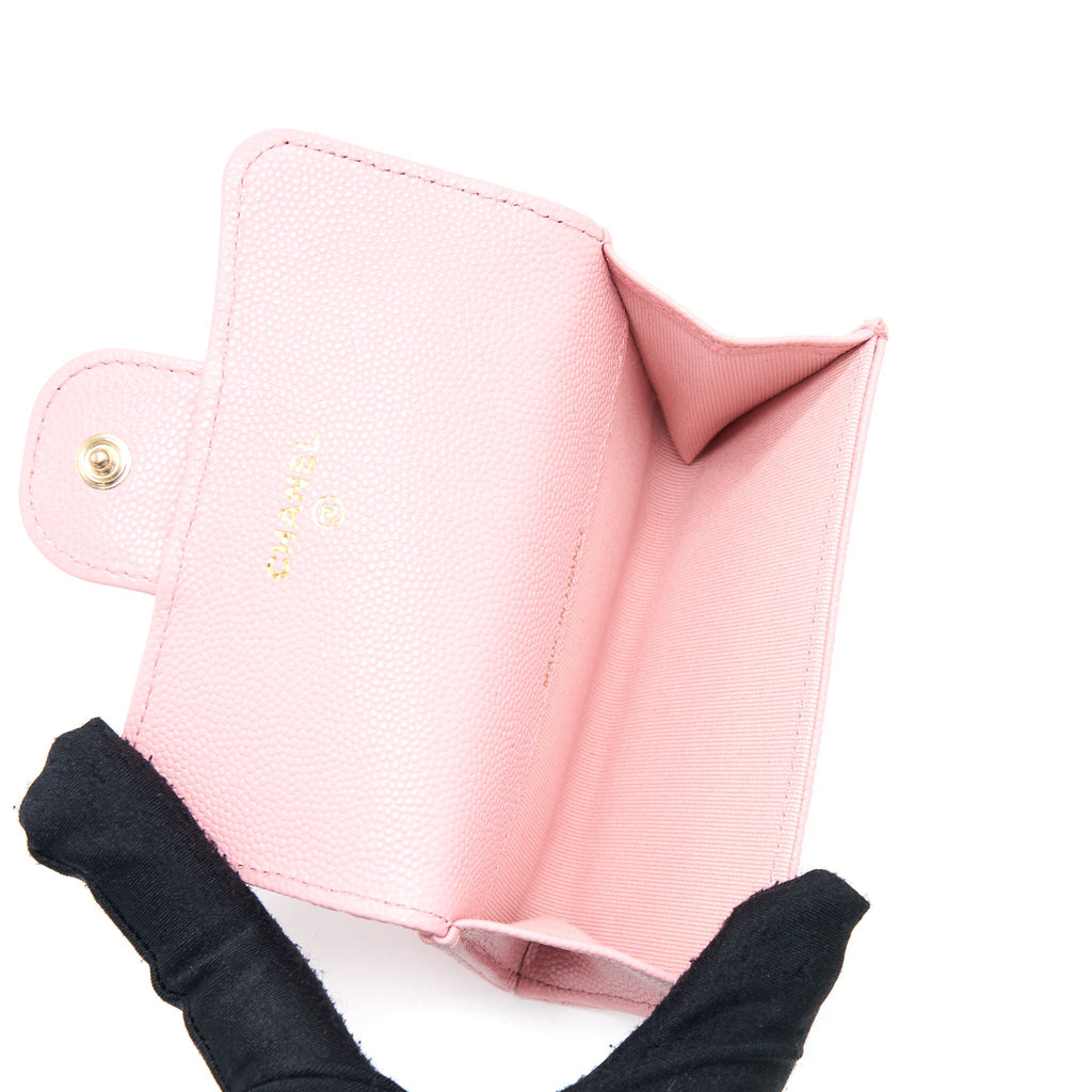 Chanel Classic Flap Card Holder Caviar Light Pink L