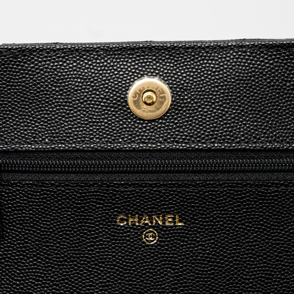 Chanel Wallet on Chain with Pocket Black Caviar  (Microchip)