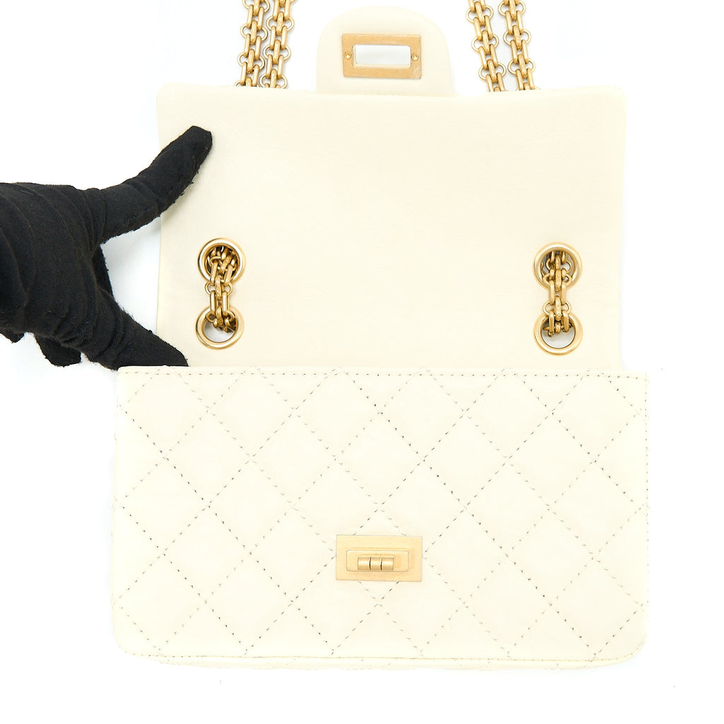Chanel 20A Mini 2.55 Reissue Flap Bag Aged Calfskin Creamy White Brushed