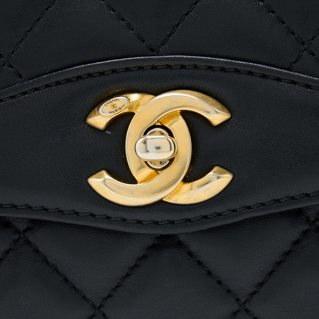 Chanel Seasonal Flap Bag Lambskin Black Brushed