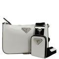 PRADA Brushed Leather Shoulder Bag White