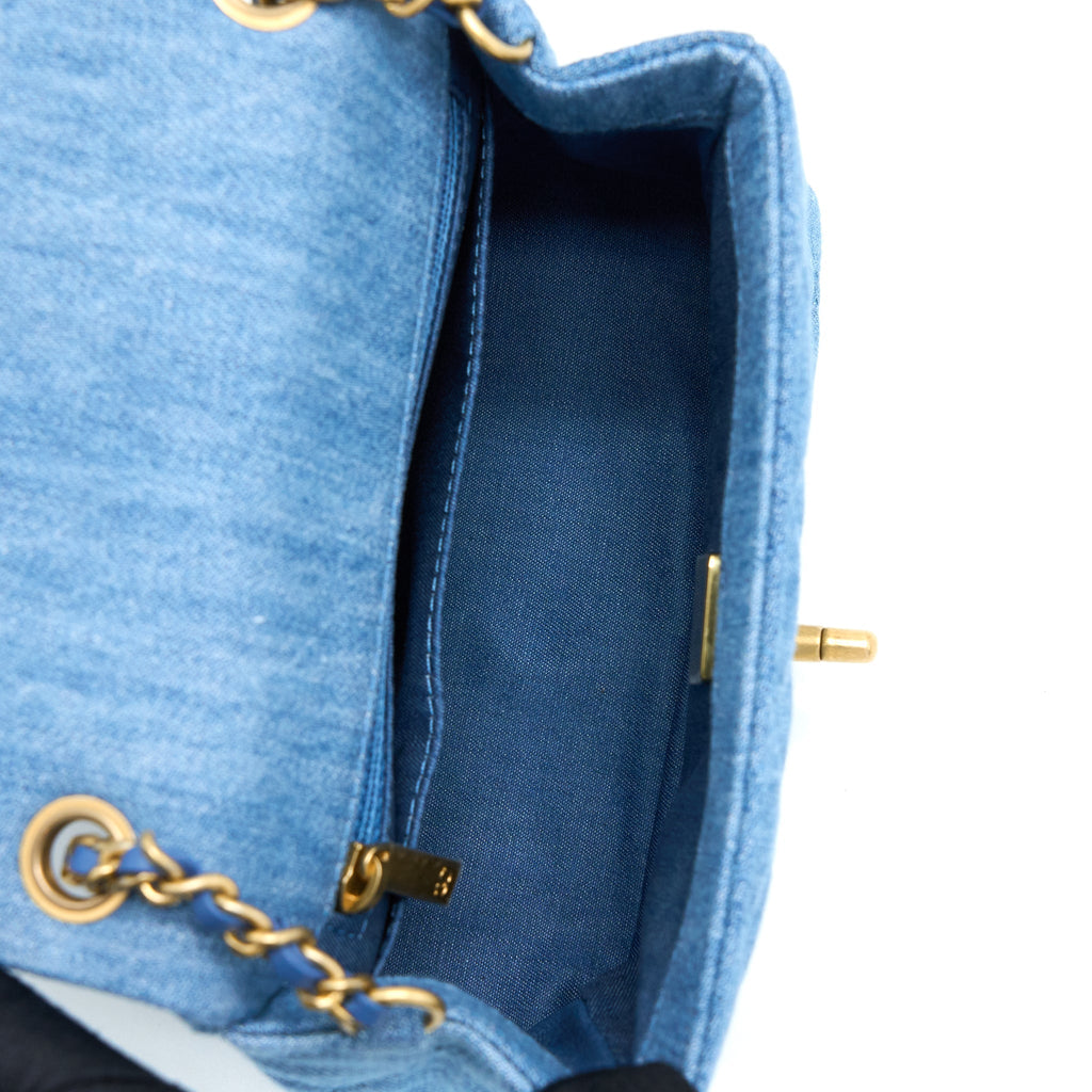 Chanel Pearl Crush Mini Square Flap Bag Denim  (Microchip)