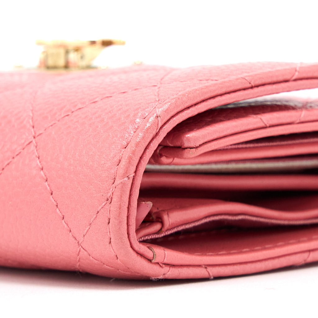 Chanel Flap Wallet Caviar Rose Pink L