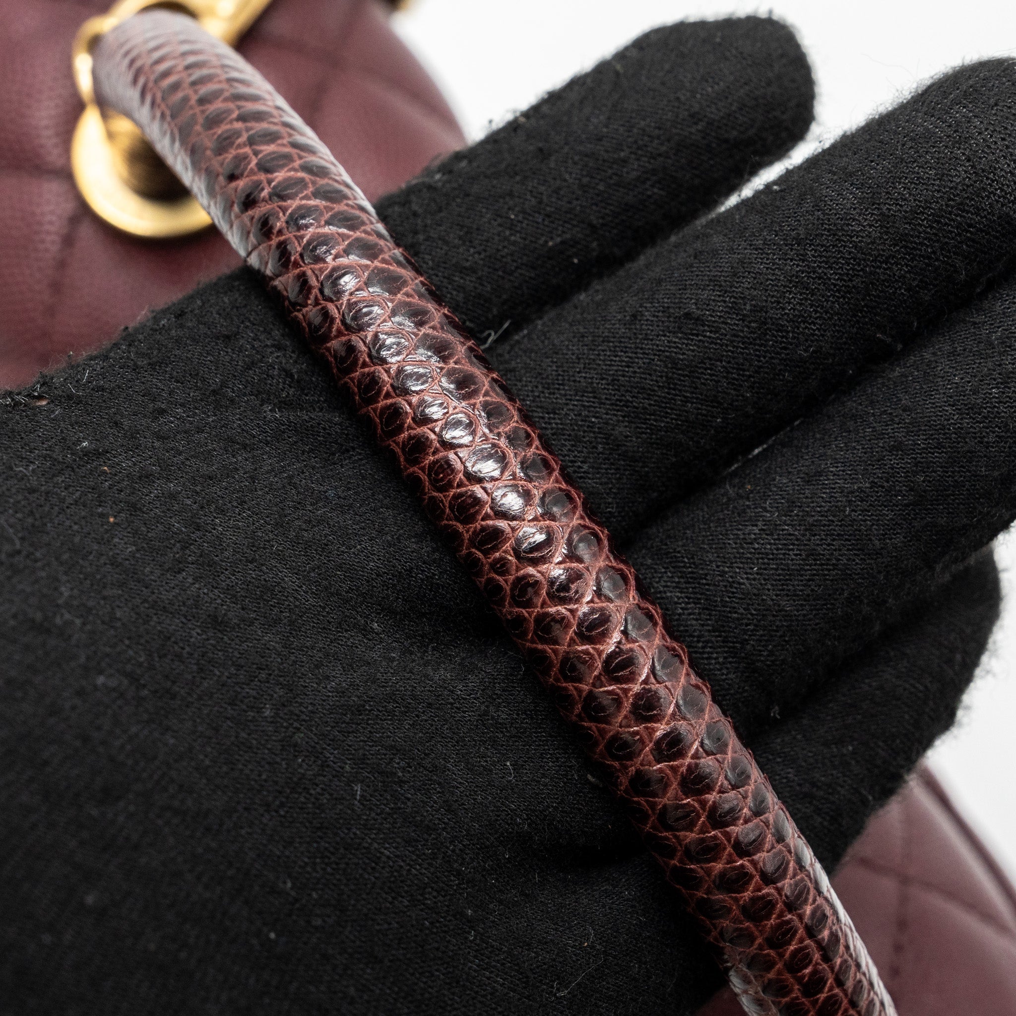 Chanel Medium Coco Handle With Lizard Handle Caviar Burgundy