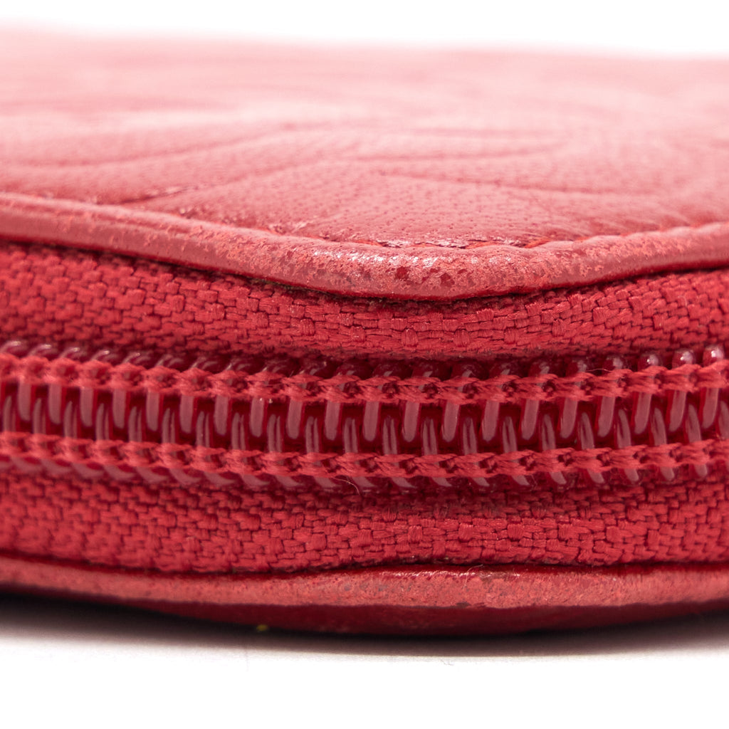 Chanel Camellia Long Wallet Lambskin Red