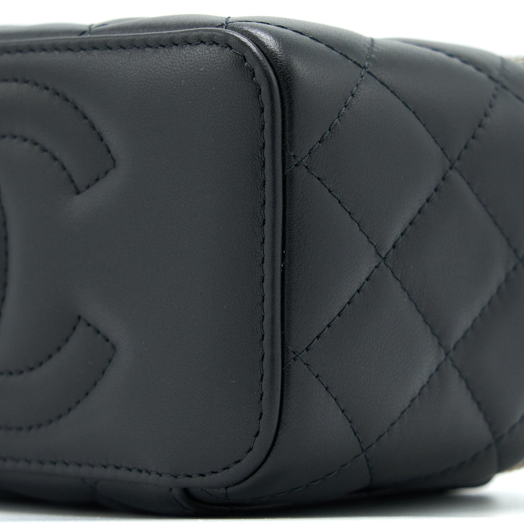 Chanel 22A Pearl Crush Long Vanity With Chain Lambskin Black